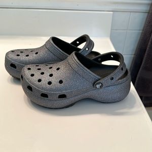 Crocs grey glitter shoes